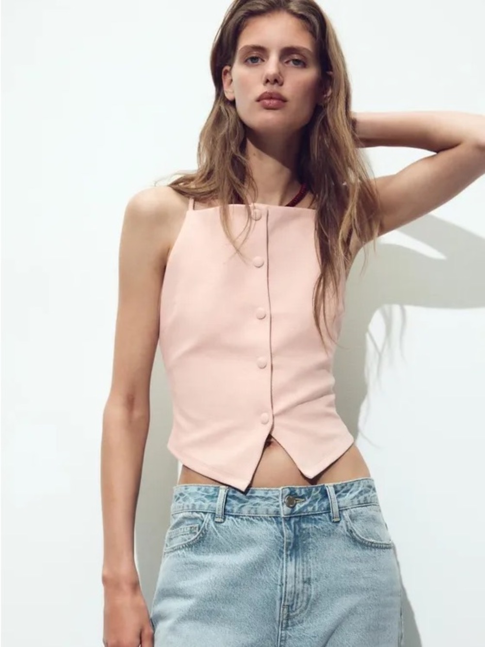Zara Pink Waistcoat Top